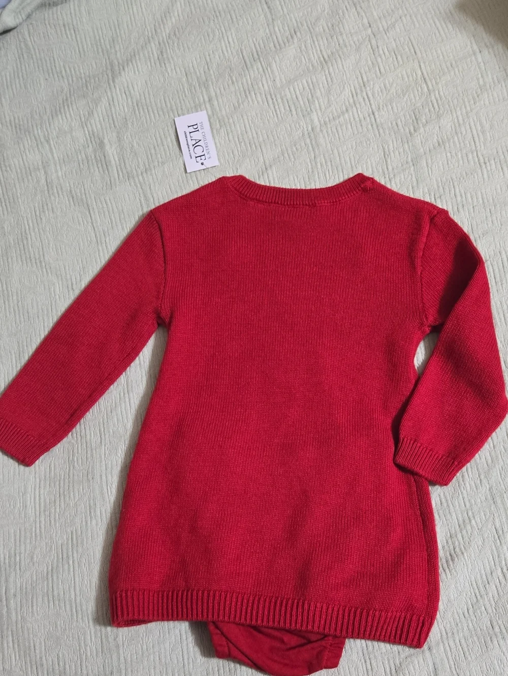 Children's Place Girls Red Knit Baby Dress with Bows Size 6-9 mo NWT - Picture 8 of 9